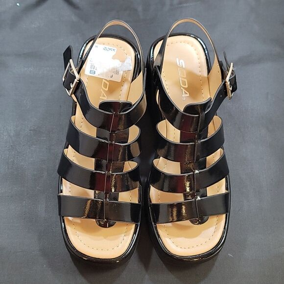 BRAND NEW SODA KARBIE-S WEDGE OPEN TOE MULTI-STRAP PLATFORM SANDALS - Picture 2 of 16
